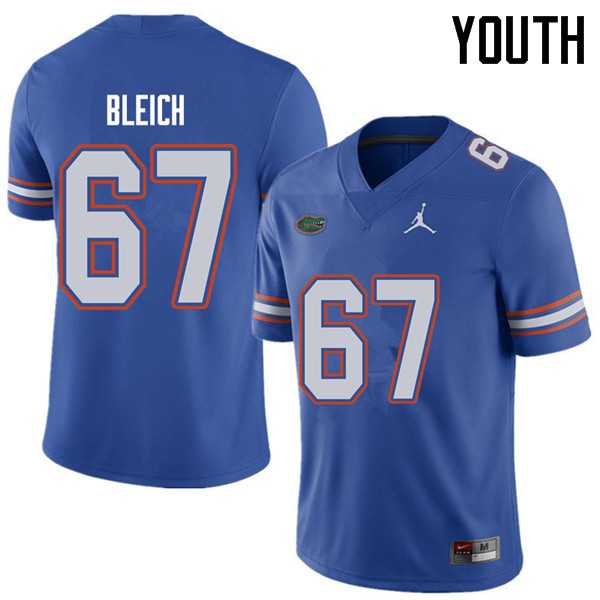 NCAA Florida Gators Christopher Bleich Youth #67 Jordan Brand Royal Stitched Authentic College Football Jersey QVK5564OS